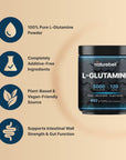 NatureBell L-Glutamine Powder Gut Health | 600 Grams, 5000mg Per Serving, 100% Pure -Unflavored -Vegan Glutamine Powder for Post Workout Recovery, Immune Support -120 Servings