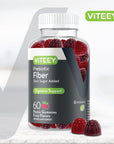 Viteey Fiber Prebiotic [Zero Sugar Added] Gummies - Digestive Heath Regularity Support, Natural Weight Support, Vegan Dietary Supplement, Good for Adults Teens & Kids - Fruit Flavored Pectin Gummy