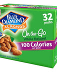 Blue Diamond Almonds Whole Natural Raw Snack Nuts, 100 Calorie Travel Bags, 32 count