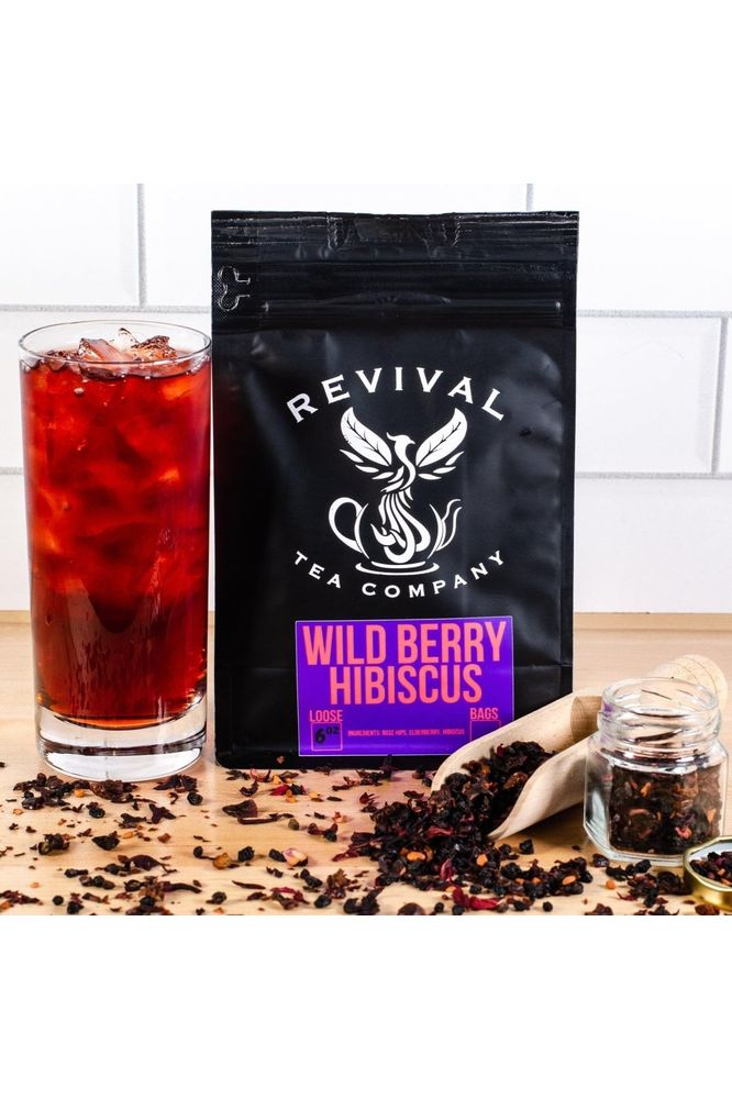 Revival Tea Company Wild Berry Hibiscus Tea  Herbal Tea Blend with Elderberry and Natural Wild Berry Flavor  Caffeine Free  24 Tea Bags