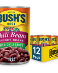 BUSHS BEST 16 oz Canned Kidney Chili BeanMild Source of Plant Based Protein and Fiber Low Fat Gluten Free Pack of 12