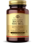 Solgar Biotin 5000 mcg - Supports Healthy Skin, Nails & Hair - Supports Energy Production & Metabolism - Vitamin B - Non-GMO, Vegan, Gluten Free - 180 Count