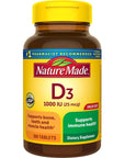 Nature Made Vitamin D3 1000 IU (25 mcg), Dietary Supplement for Bone, Teeth, Muscle and Immune Health Support, 300 Tablets, 300 Day Supply