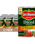 Del Monte Canned Diced Tomatoes 145 Ounce Pack of 12