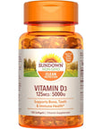 Sundown Vitamin D3 5000 IU Softgels, Supports Bone, Teeth, and Immune Health, 150 Count