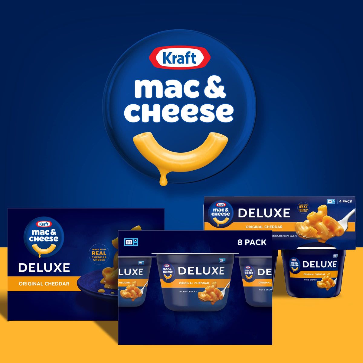 Kraft Deluxe Original Macaroni  Cheese Easy Microwavable Dinner 8 ct Box 239 oz Cups