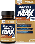 Ageless Male Max Total Testosterone Booster for Men and Nitric Oxide Booster 120ct - 2 Month Supply