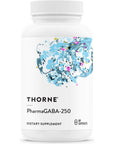 Thorne PharmaGABA-250 - GABA Supplement - 250 mg Natural Source Gamma-Aminobutyric Acid - Promotes a Calm, Relaxed, Focused State of Mind - 60 Capsules