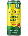 Virtue Yerba Mate Strawberry  Lime  Natural Energy Drink  Sugar Free Zero Calories 84 oz Pack of 12