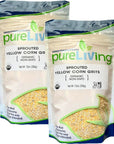 PureLiving Organic SPROUTED Yellow Corn Grits  12 Ounce Bag Pack of 2