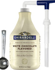 Ghirardelli White Chocolate Flavored Sauce 873 Ounce with Ghirardelli Pump and Spoon