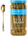 Tillen Farms Dilly Beans  12 oz  Pickled Green Beans  with Moofin Golden SS Spoon Dilly Beans  for Organic  Versatile Snacking on Salads Sandwiches Tacos AntioxidantRich NonGMO Free from Artificial Preservatives Jar Pack of 1