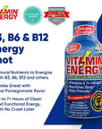 Vitamin Energy B12 Energy Shots | Natural Healthy Energy & Focus Drink | Sugar-Free Carb-Free Supplement | Vitamins B6, B12 | Energize up to 7+ Hours | Acai Pomegranate - 1.93 fl oz - Pack of 12