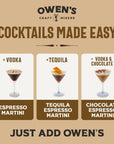 Owens Espresso Martini Mix Premium Cocktail Mixer Made with Real Coffee Beans  8oz Cans 12 pack