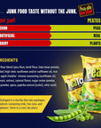 PeaTos® - the Craveworthy upgrade to America's favorite snacks - Crunchy No Cheese Curls in Snack Sized 4 oz. Bags (4 pack) full of “JUNK FOOD” flavor and fun WITHOUT THE JUNK. PeaTos are Pea-Based, Plant-Based, Vegan, Gluten-Free, and Non-GMO.