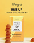 Winged Rise Up Gummies | Energy & Brain Boost Supplement | Natural Caffeine, Ashwagandha & B12 for Energy | Nootropics Alpha-GPC, Lion’s Mane & Huperzine A for Focus | Pineapple Flavor (30 Servings)