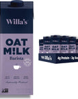 Willas Organic Barista Oat Milk Gluten Free Vegan Foams  Froths For Coffee CreamerMatcha Whole Grain Oats Maple Sugar Vanilla Extract Non GMO 3g Sugar 4g Protein 32 oz 6 Pack