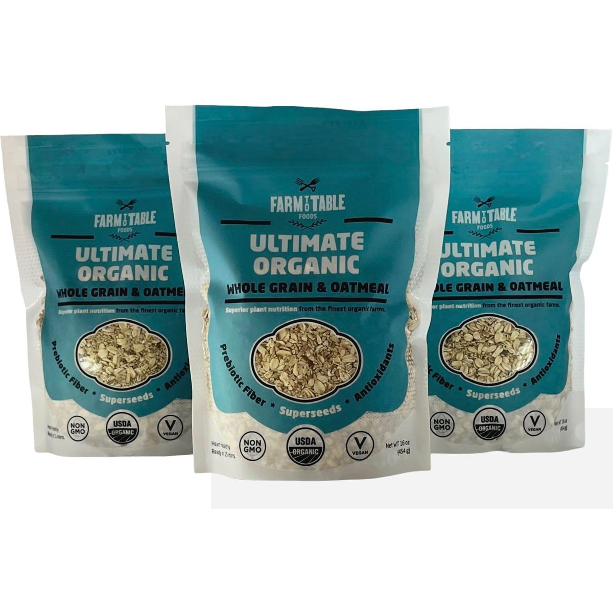 Farm to Table Foods Ultimate Organic Whole Grain  Oatmeal  316 oz bags