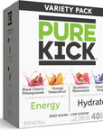 PURE KICK Energy and Hydrate Singles To Go Drink Mix Variety Pack Black cherry Pomegranate Orange Passion Fruit Strawberry watermelon and Concord Grape 40 Count Pack  1