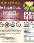 Pure Bliss Organic Low Sugar Granola (Cashew Cranberry) Gluten Free, Vegan, Non-GMO, Low Glycemic, Best Tasting No Sugar Added, Superfoods, Healthy Snack Granola Cereal, Date Sweetened, Whole Foods "No Sugar Buzz" (Value Pack: 3 X 12oz Bags)