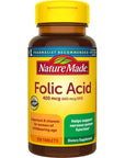 Nature Made Folic Acid 400 mcg (665 mcg DFE), Dietary Supplement for Nervous System Function, 250 Tablets, 250 Day Supply