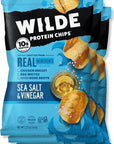 Sea Salt and Vinegar Protein Chips by Wilde, Thin and Crispy, High Protein, Keto Friendly, Made with Real Ingredients, 2.25oz Bag (3 Count)