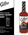 Collins Spicy Bloody Mary Mix Made With Tomato Garlic Worcestershire Horseradish Cayenne and Other Spices Brunch Cocktail Recipe Bartender Mixer Drinking Gifts Home Cocktail bar 32 fl oz