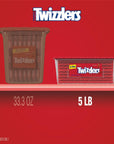 TWIZZLERS Twists Strawberry Flavored Licorice Style, Low Fat Candy Tub, 5 lb