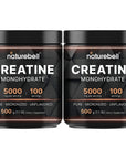 NatureBell 2 Pack Creatine Monohydrate Powder 500 Grams, 5000mg Per Serving, Pure Unflavored Creatine Powder - Micronized - Pre Workout | Keto | Vegan | Dissolves Easy | Filler Free