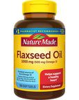 Nature Made Flaxseed Oil 1000 mg, Fish Free Omega 3 Supplement, Dietary Supplement for Heart Health Support, 100 Softgels, 100 Day Supply