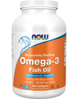 NOW Supplements, Omega-3 180 EPA / 120 DHA, Molecularly Distilled, Cardiovascular Support*, 500 Softgels