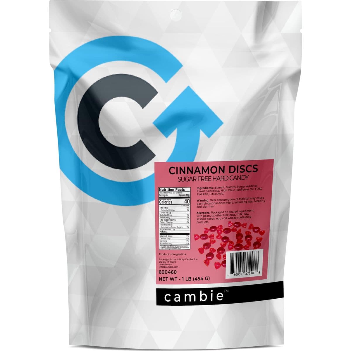 Sugar Free Cinnamon Discs by Cambie 1 lb of Cinnamon Flavored Sugar Free Candy Keto Friendly Candy 1 lb