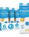 Ripple Unsweetened Original NonDairy Milks  Vegan Milk with 8g Pea Protein  Shelf Stable  NonGMO Plant Based Gluten Free  32 Fl Oz Pack of 6 Unsweetened Original