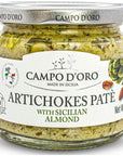 Creamy Artichoke and Almond Dip 635 oz 180 g Non GMO Artichoke Spread Sauce Made with Sicilian Almonds Product of Italy by Campo DOro