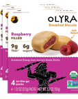 Olyra Fruit Bars Raspberry  Fruit Filled Breakfast Cookies  Kids Healthy Snacks  Low Sugar Prebiotic High Fiber PlantBased Protein Cookies  Vegan USDA Certified Organic  Boost Energy and Immunity  4 Count Pack of 3