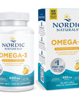 Nordic Naturals Omega-3 in Fish Gelatin, Lemon Flavor - 60 Fish Gels - 690 mg Omega-3 - Fish Oil - EPA & DHA - Immune Support, Brain & Heart Health, Optimal Wellness - Non-GMO - 30 Servings