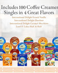 Coffee Creamer Singles Variety Pack Packaged by Bools International Delight Mini Coffee Creamer  Mini Moos 4 Flavor Assortment 100 Pack for Home Office Coffee Bar Gift