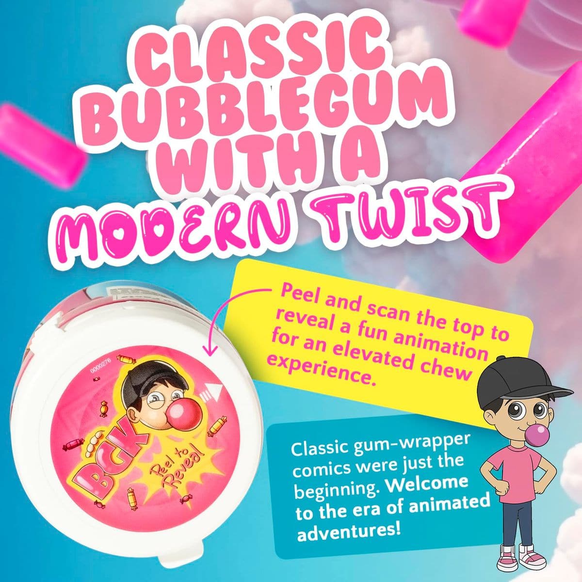 Bubblegum Kids SugarFree Gum  Classic Bubble Gum Flavor Sugar Free  Bubble Gum for Kids and Adults Craving Nostalgia  Vegan and Kosher Friendly Parent Approved Bubble Gum  Pack of 1