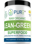 PURE Raw Organic Greens Superfood drink mix ALL NATURAL Available in two delicious flavors A nutritious blend of fruits and vegetables Lemon Lime