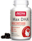 Jarrow Formulas MaxDHA - 180 Softgels - High Purity Fish Oil - Supplement Supports Brain & Eye Health - Concentrated in Omega-3 Fatty Acids & Enriched in DHA - 90 Servings