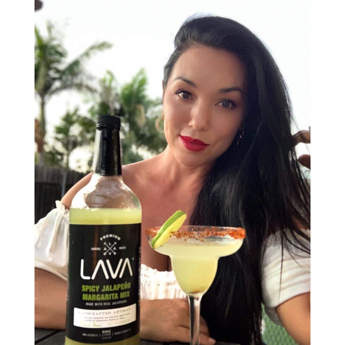 LAVA Premium Spicy Jalapeño Margarita Mix by LAVA Craft Cocktail Co Made with Real Jalapeños Agave Nectar Key Limes Lots of Flavor and Ready to Use 1Liter Glass Bottle