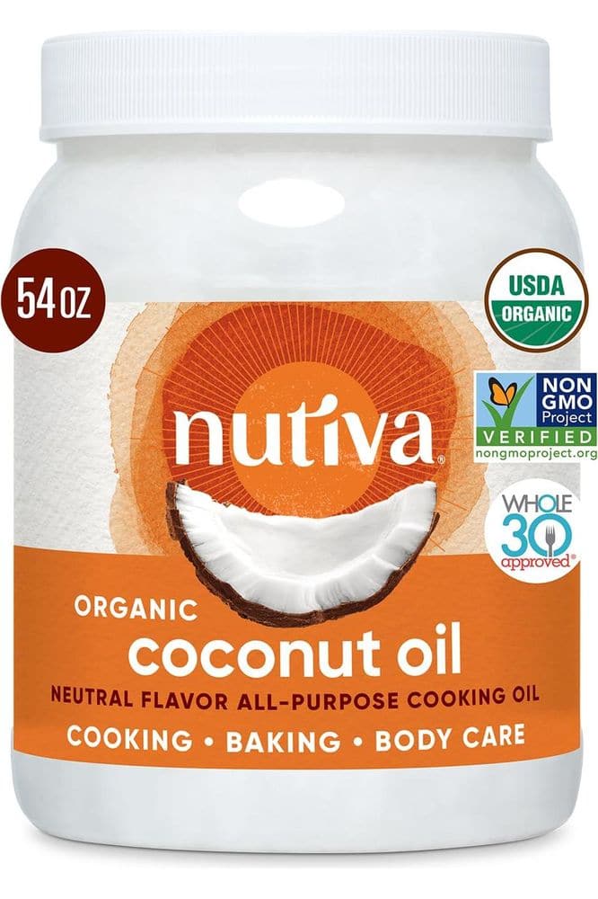 Nutiva Organic Steam-Refined Coconut Oil, 54 Fl Oz, USDA Organic, Non-GMO, Vegan, Keto, Paleo, Neutral Flavor and Aroma for Cooking &amp; Natural Moisturizer for Skin and Hair