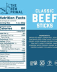 The New Primal Grass-Fed Beef Sticks (Classic Beef - 20 Count)