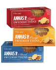 Annas Ginger Thins Swedish Variety Pack Original Orange and Almond