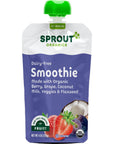 Sprout Organics, Dairy-Free Smoothie, Berry, Grape, Coconut Milk, Veggies & Flax Seed, 12+ Month Pouches, 4 oz (12-count)