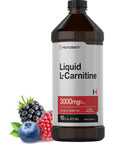 L-Carnitine Liquid 16 oz | 3000 mg | Natural Berry Flavor | Vegetarian Formula | Non-GMO, Gluten Free Supplement | by Horbaach