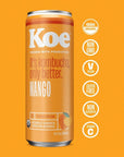 Koe Kombucha Cans, Mango | Organic Sparkling Fruit Drinks - 12 oz Pack of 12