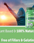 Yuve L-Lysine 500 mg Essential Amino Acid - Immune, Cold Sores & Collagen Synthesis Support - Maintain Healthy Arginine Levels & Optimal Calcium Absorption - Vegan, Gelatin-Free, Non-GMO - 50 Capsules