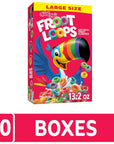 Kelloggs Froot Loops Breakfast Cereal Fruit Flavored Breakfast Snacks with Vitamin C Large Size Original 82lb Case 10 Boxes