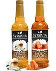 Syruvia Coffee Syrup Variety Pack  French Vanilla  Salted Caramel GlutenFree Kosher 254 fl oz Bottles  Enhance Your Coffee Experience with Premium Flavoring Syrups